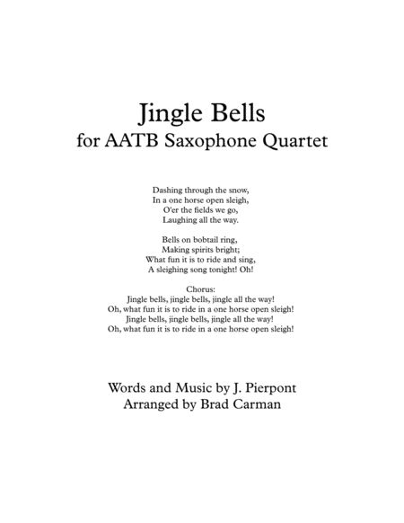 Jingle Bells For Intermediate Saxophone Quartet Page 2