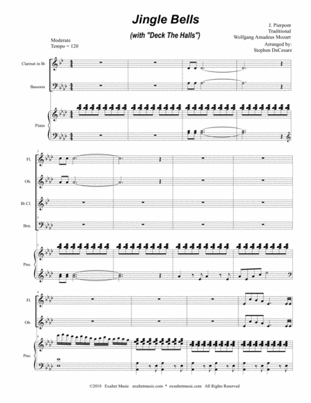 Jingle Bells With Deck The Halls For Woodwind Quartet And Piano Page 2