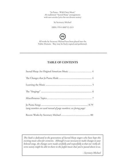 Jo Puma Wild Choir Music 36 Traditional Sacred Harp Arrangements With New Secular Lyrics And Clear Shape Notes Page 2