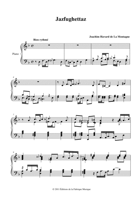 Joachim Havard De La Montagne Jazfughettaz For Piano Page 2