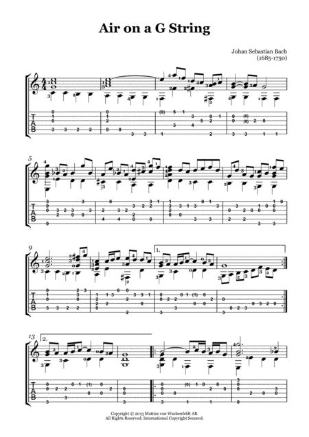 Johan Sebastian Bach Air On The G String Guitar Page 2