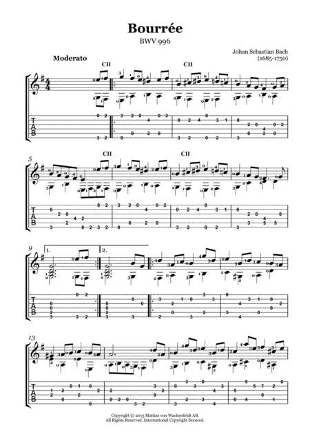 Johan Sebastian Bach Bourre Bwv 996 Guitar Page 2