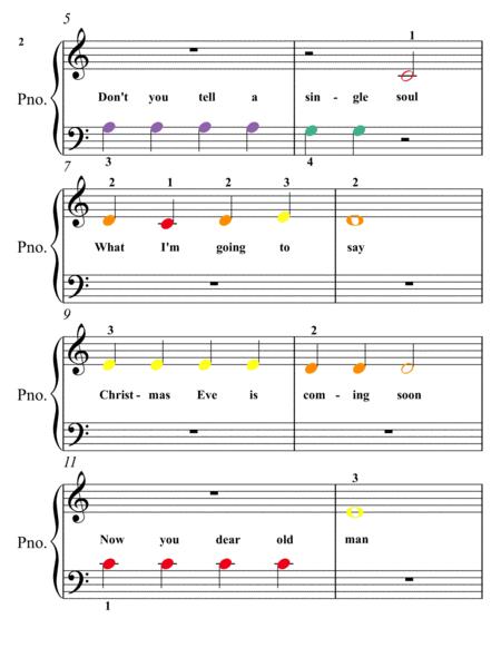 Jolly Old Saint Nicholas Beginner Piano Sheet Music With Colored Notation Page 2