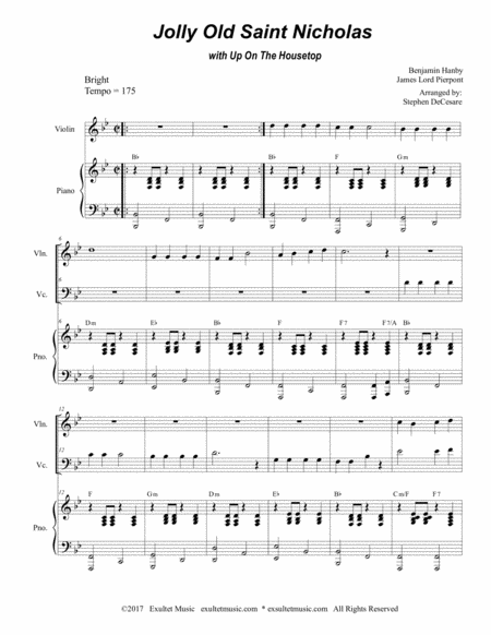 Jolly Old Saint Nicholas With Up On The Housetop Duet For Violin And Cello Page 2