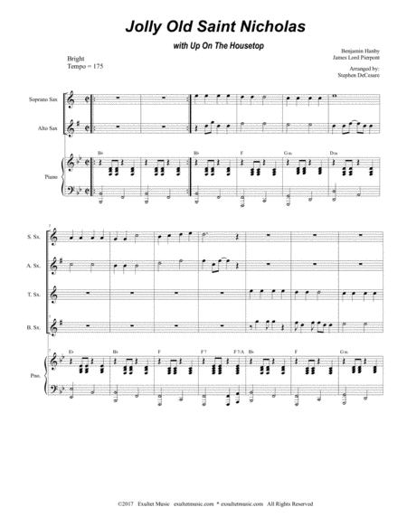 Jolly Old Saint Nicholas With Up On The Housetop For Saxophone Quartet Page 2