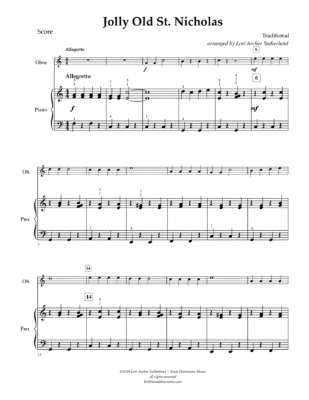 Jolly Old St Nicholas For Easy Oboe Piano Page 2