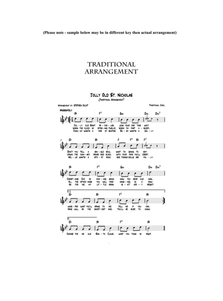 Jolly Old St Nicholas Lead Sheet Arranged In Traditional And Jazz Style Key Of Bb Page 2