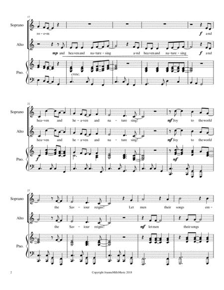 Joy To The World A Gospel Style Anthem For Treble Choir Page 2