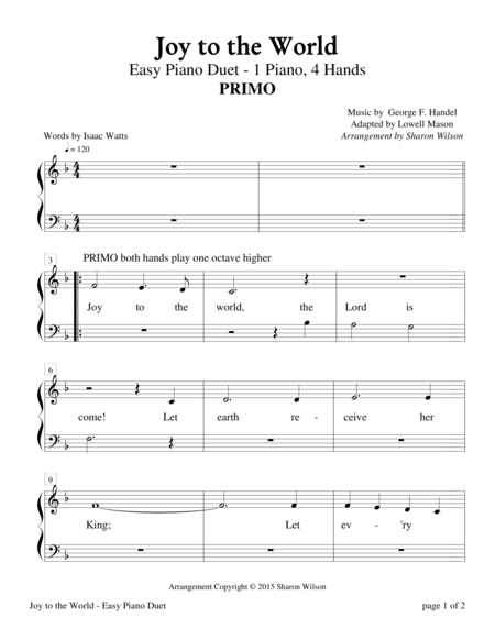 Joy To The World Easy Piano Duet 1 Piano 4 Hands Page 2