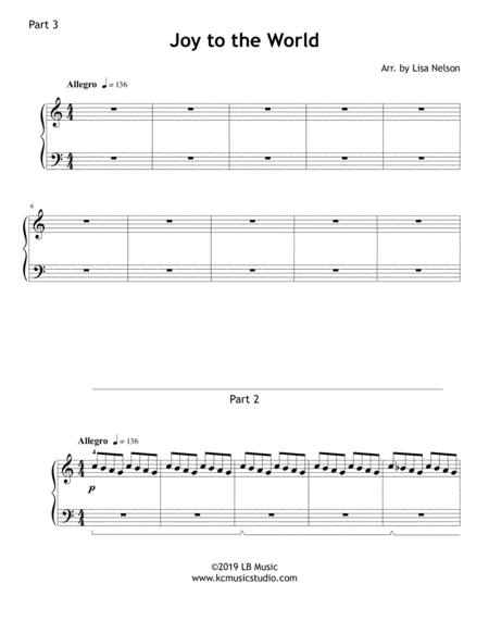 Joy To The World Piano Trio 1 Piano 6 Hands Intermediate Page 2