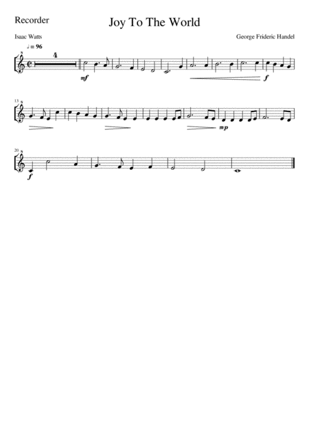 Joy To The World Recorder Solo Page 2