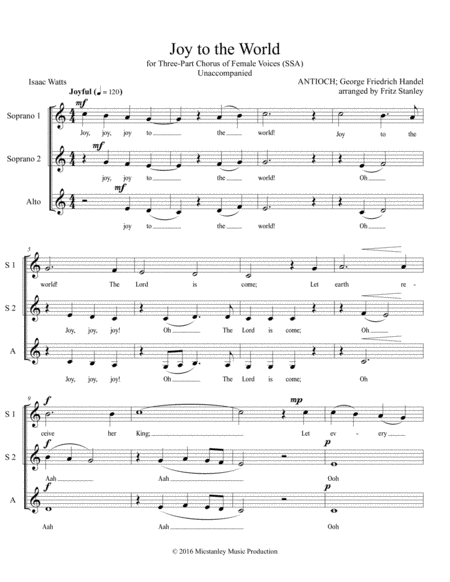 Joy To The World Ssa A Cappella Page 2