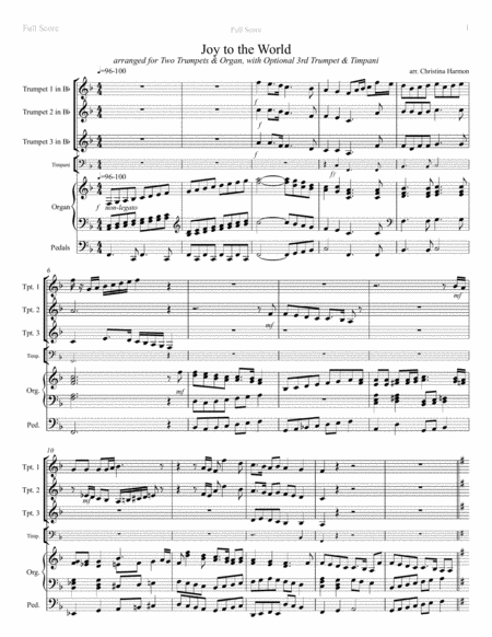 Joy To The World Two Trumpets And Organ With Optional 3rd Trumpet And Timpani Page 2