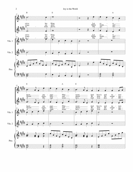 Joy To The World Vocal Duet Violin Duet And Piano Page 2