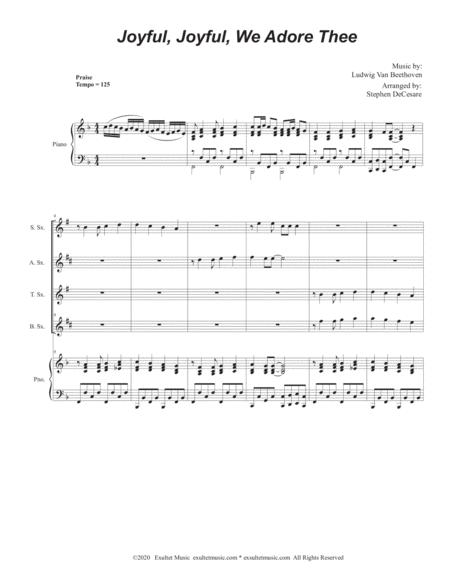 Joyful Joyful We Adore Thee For Saxophone Quartet And Piano Page 2