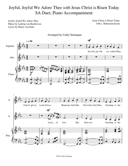 Joyful Joyful We Adore Thee With Jesus Christ Is Risen Today Sa Duet Piano Acc Page 2