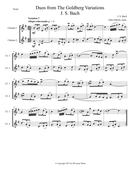 Js Bach Duos From The Goldberg Variations Set For Clarinet Duet Page 2