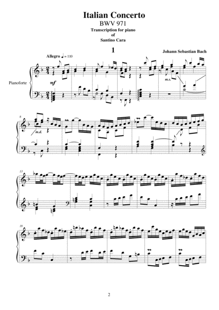 Js Bach Italian Concert Bwv 971 Transcription For Piano Page 2