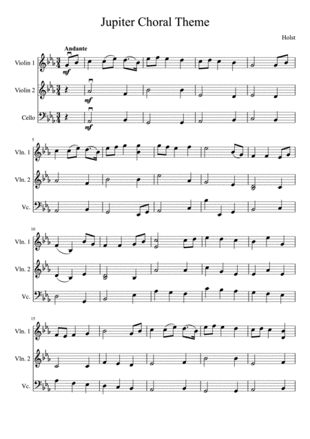 Jupiter Chorale Theme Two Violins And Cello Page 2