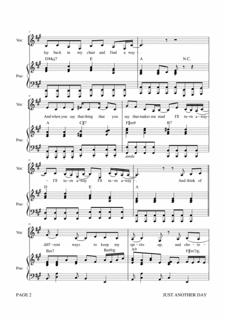 Just Another Day Lady Gaga Piano Vocal Page 2