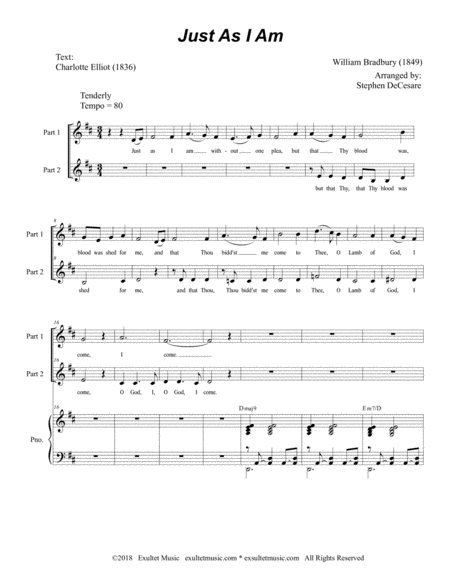 Just As I Am For 2 Part Choir Page 2