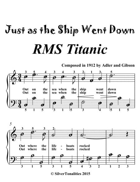 Just As The Ship Went Down Easiest Piano Sheet Music For Beginner Pianists Page 2