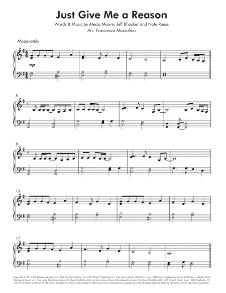 Just Give Me A Reason Early Intermediate Piano Page 2