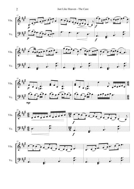 Just Like Heaven The Cure Arranged For String Duet Page 2