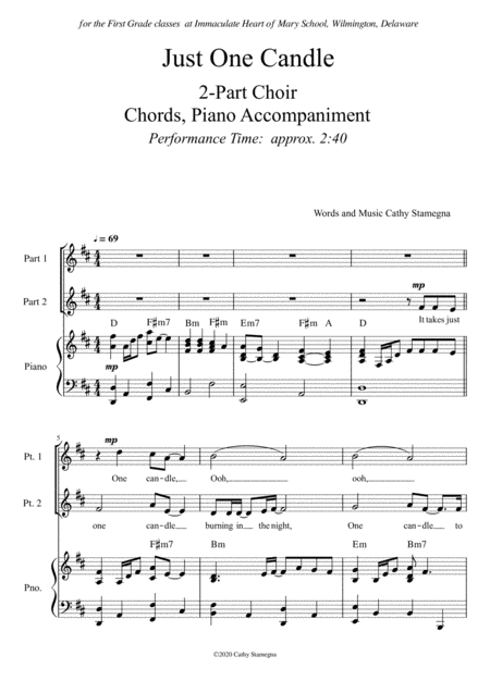 Just One Candle 2 Part Choir Chords Piano Accompaniment Page 2