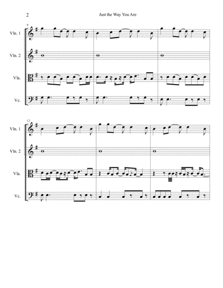 Just The Way You Are By Bruno Mars Arranged For String Quartet Page 2