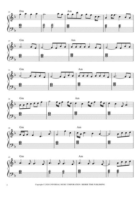 Justin Bieber Yummy Easy Piano Sheet Page 2