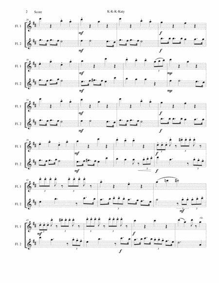 K K K Katy The Stammering Song Arranged For 2 Flutes Page 2