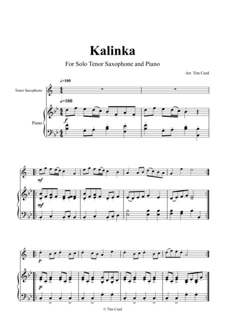 Kalinka For Solo Tenor Saxophone And Piano Page 2