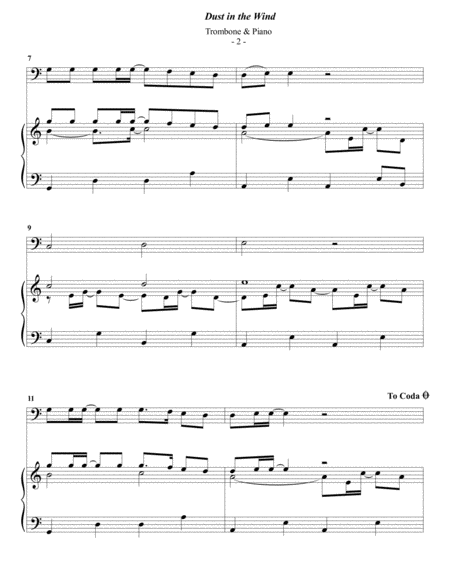 Kansas Dust In The Wind For Trombone Piano Page 2