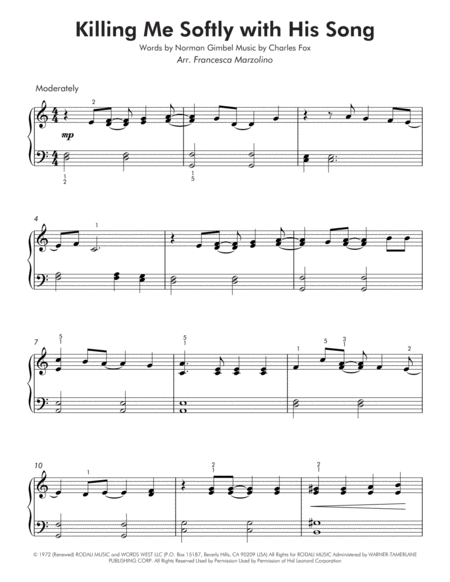 Killing Me Softly With His Song Easy Piano Page 2