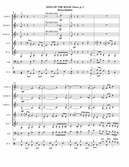 King Of The Road Clarinet Quintet With Opt Acoustic Bass And Drum Set Parts Adv Intermediate Page 2