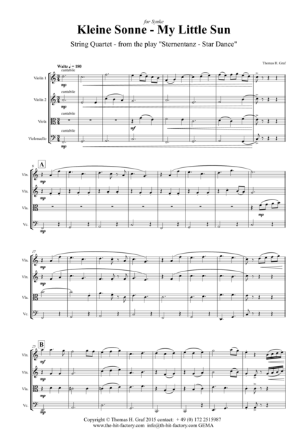 Kleine Sonne My Little Sun Waltz String Quartet Page 2