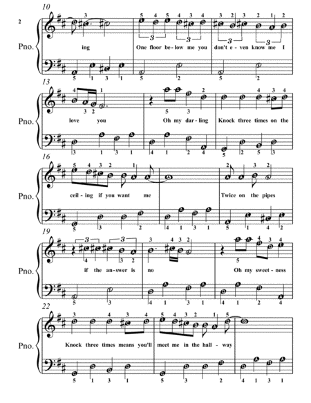 Knock Three Times Easy Piano Sheet Music Page 2