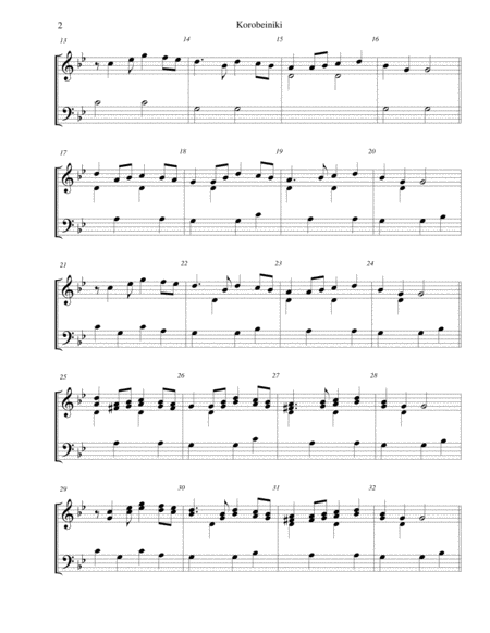 Korobeiniki Korobushka For 2 Octave Handbell Choir Page 2