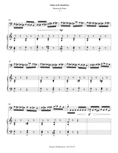 Korsakov Flight Of The Bumblebee For Bassoon Piano Page 2