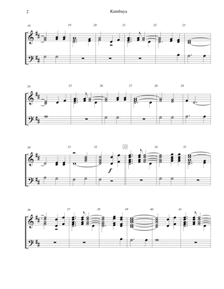 Kumbaya For 2 Octave Handbell Choir Page 2