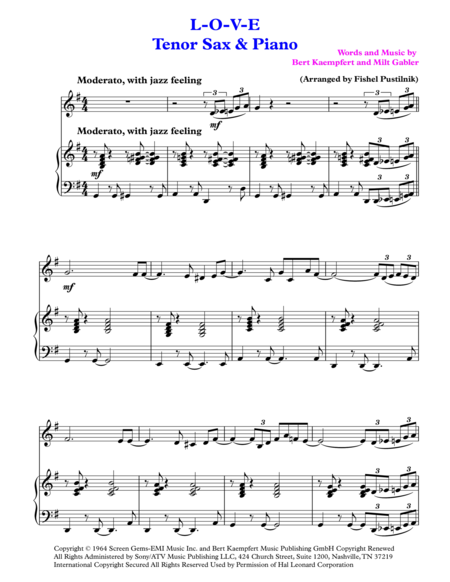 L O V E For Tenor Sax And Piano Page 2