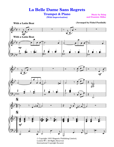 La Belle Dame Sans Regrets For Trumpet And Piano Video Page 2