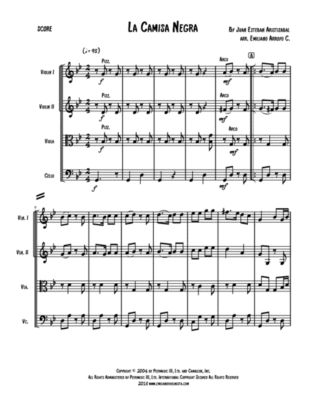 La Camisa Negra By Juanes For String Quartet Page 2