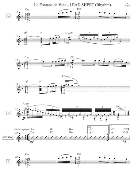 La Fontana De Vida Lead Sheet Page 2