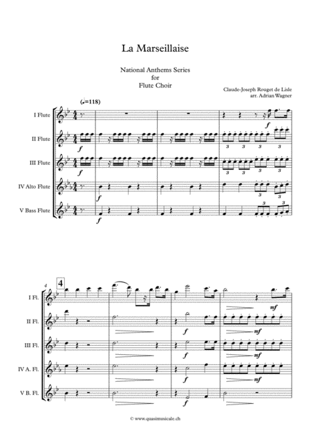 La Marseillaise National Anthem Of France Flute Choir Arr Adrian Wagner Page 2