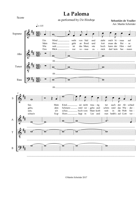 La Paloma Satb Sea Shanty Arranged For Mixed Choir As Performed By Die Blowboys Page 2