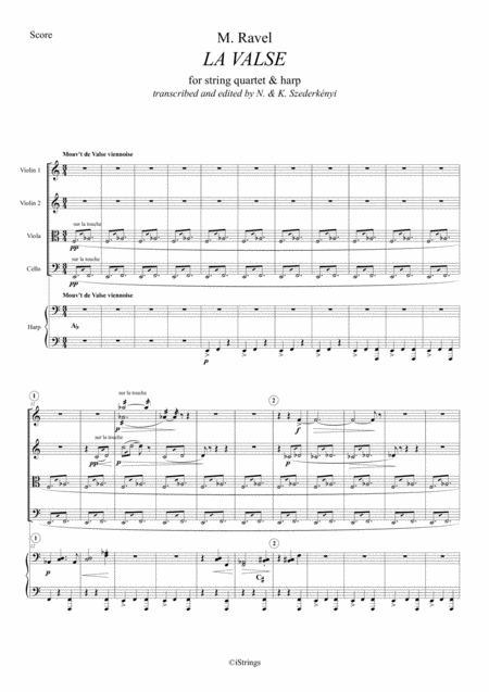 La Valse For String Quartet Harp Score Only Page 2