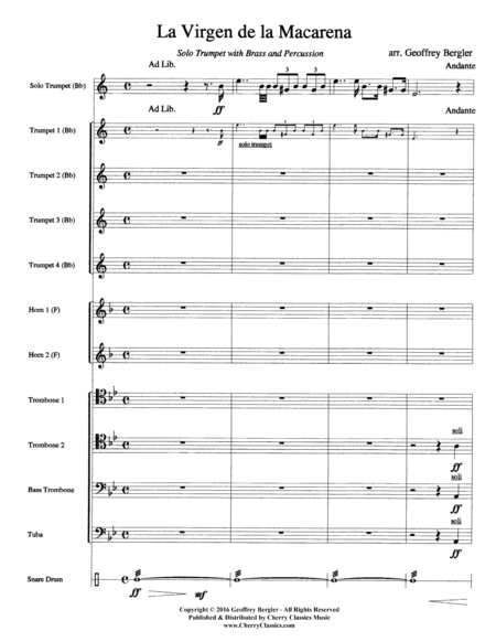 La Virgen De La Macarena For Solo Trumpet 10 Part Brass Ensemble Percussion Page 2
