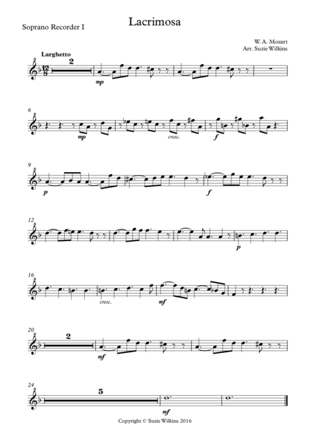 Lacrimosa For Ssaatb Recorder Ensemble Page 2